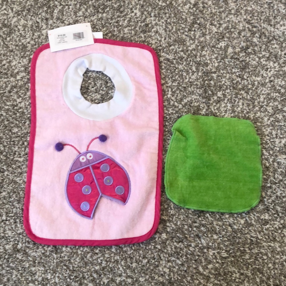 Ladybug Bib and Washcloth Set NWT